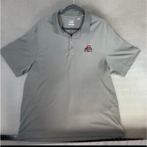 Ohio State Cutter & Buck DryTec Short Sleeve Polo Shirt Men XXL Gray. Game Day